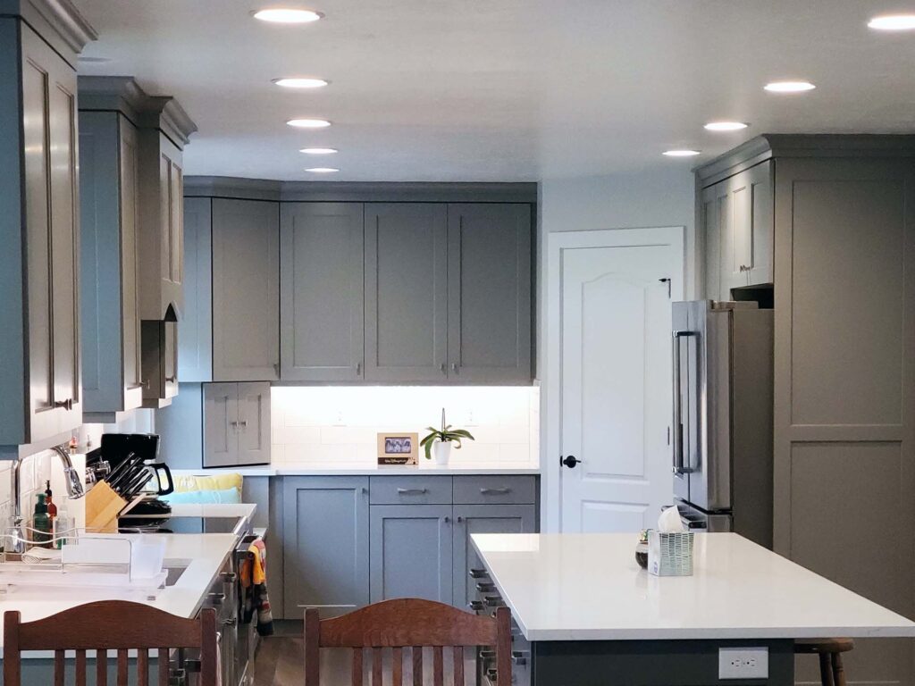 Grey kitchen cabinets, remodeling project